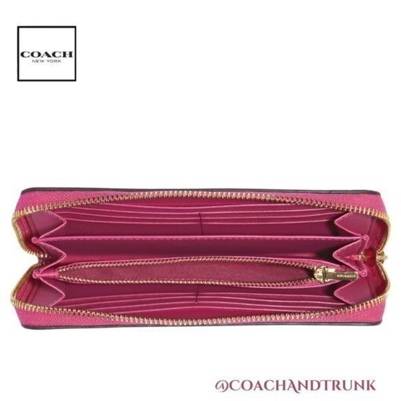 COACH Leather Long Zip Around Phone Wallet Detachable Sporty Strap Bold Pink NWT - Picture 3 of 9